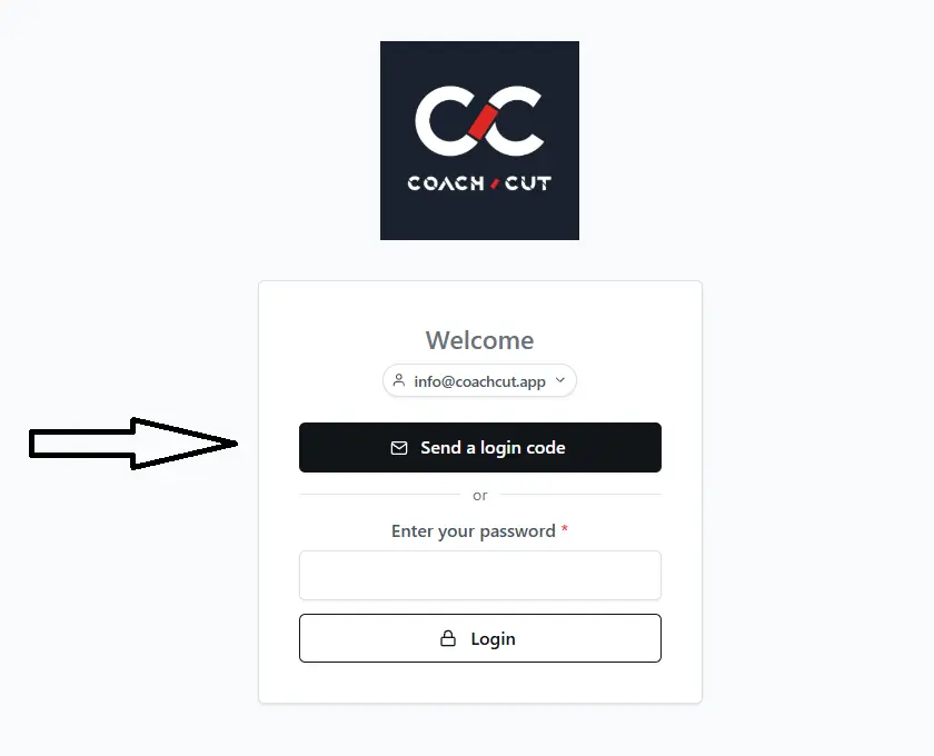 Send a login code button in CoachCut